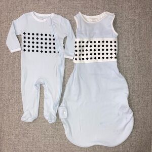Nanit 3-6m Light Blue Baby Sleep Set with Black Geometric Print